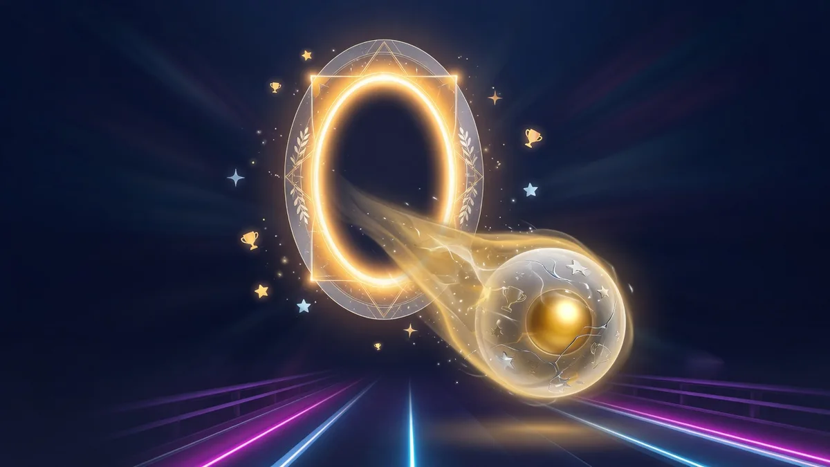 Secret Tap Road skin unlock illustration with a special golden ghostly ball emerging from an achievement portal above the neon road